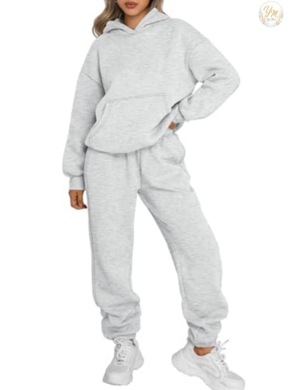Two Piece Lounge Set Cotton Poly Oversized Hoodie Joggers